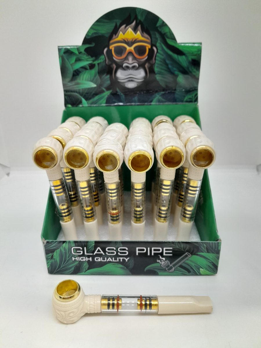 Pipa Vidrio y Acrilico Blanca