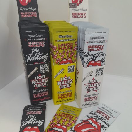 Lion Hemp Wrap Rolling Stones Sabores: Lemon Haze, Berry Gelato, Electric Grape