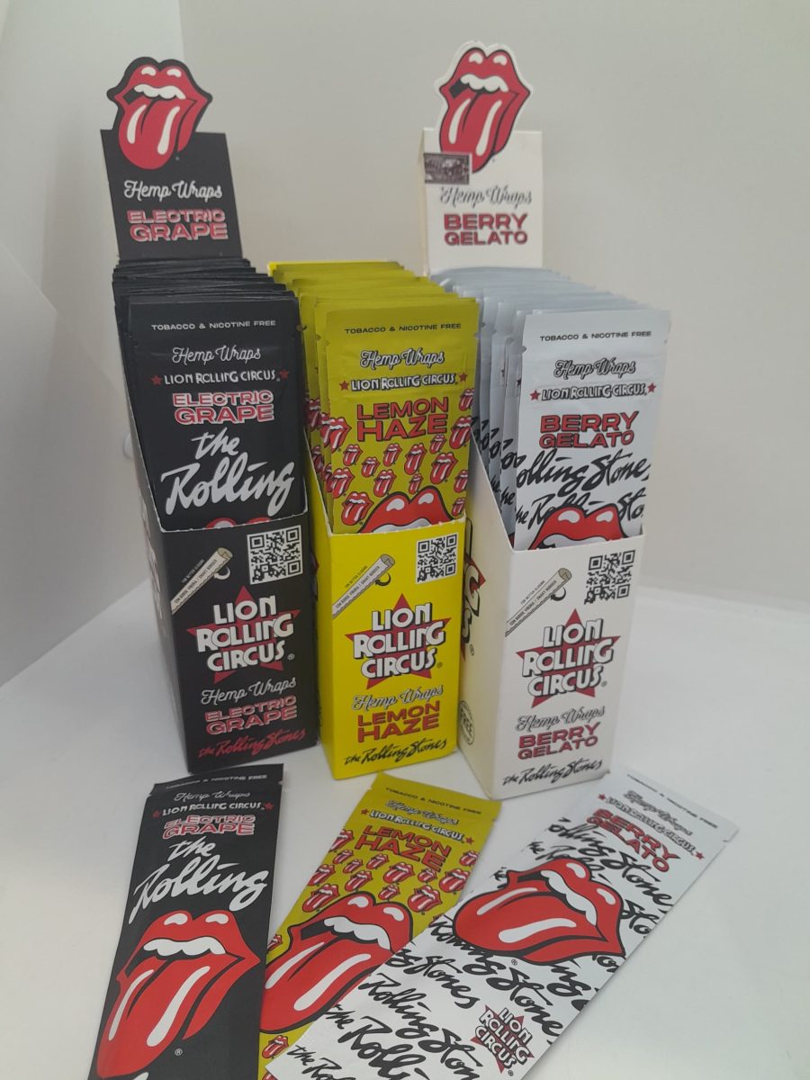Lion Hemp Wrap Rolling Stones Sabores: Lemon Haze, Berry Gelato, Electric Grape