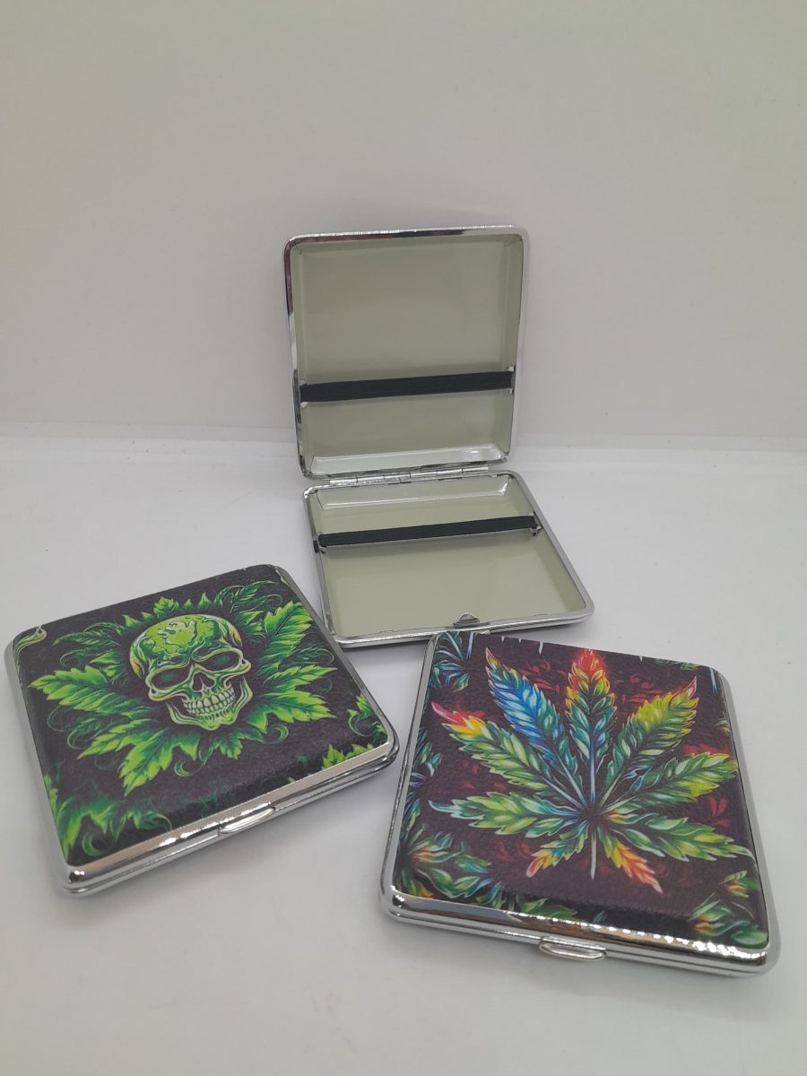 Cigarrera Metal y Cuero Estampada